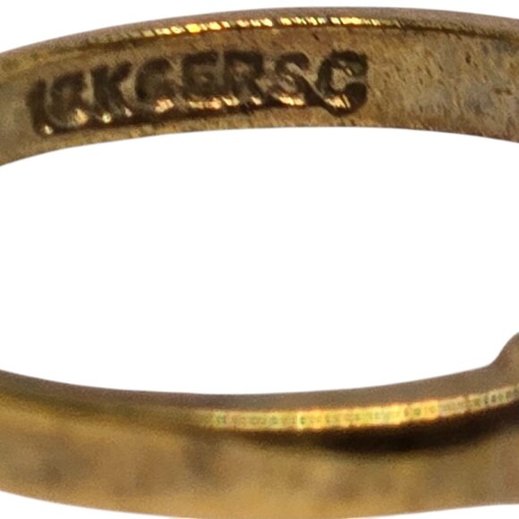 Vintage 18K GE RSC Ruby & CZ Cluster Ring – Marquise Center – Gold Electroplate - Picture 7 of 10